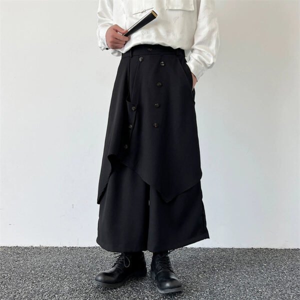 Dark Retro Japanese Laminated Yohji Yamamoto Style Irregular Design Trousers Warrior Bottoms