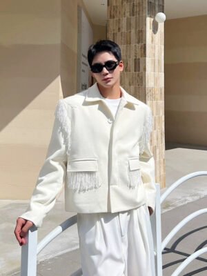 New Street Style Personalized Fringed Lapel Jacket Fashionable French Chic Woolen Jacket