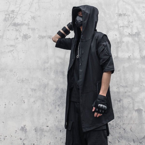 Dark Large Windbreaker Medium Long Cape Cape Hooded Black Jackets