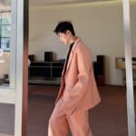 Street Style Nude Pink Jacket Woolen Blazer Trendy High End Suit Top