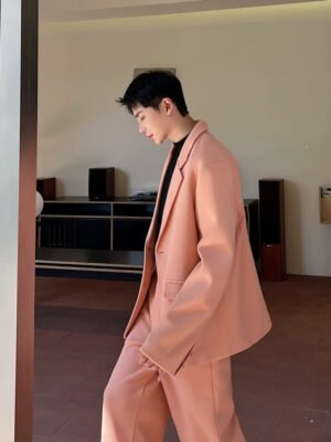 Street Style Nude Pink Jacket Woolen Blazer Trendy High End Suit Top-Blazer-Dawfashion-new