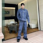 Three Dimensional Splicing Design Denim Jacket Suit Handsome Streetfashion Jacket