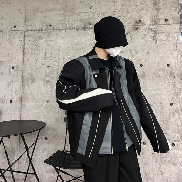 Design Style Niche Style Spliced Shoulder Two Piece Motorcycle Winter Coat