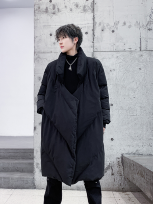 Yamamoto Style Dark Winter Coat Mid Length Loose Thickened Cotton Jacket Trendy Warm Cotton Jacket-Techwear Coats-Dawfashion-new