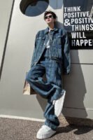 Spring Solid Color Pleated Design Denim Jacket Cow Loose Suits