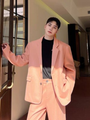 Street Style Nude Pink Jacket Woolen Blazer Trendy High End Suit Top