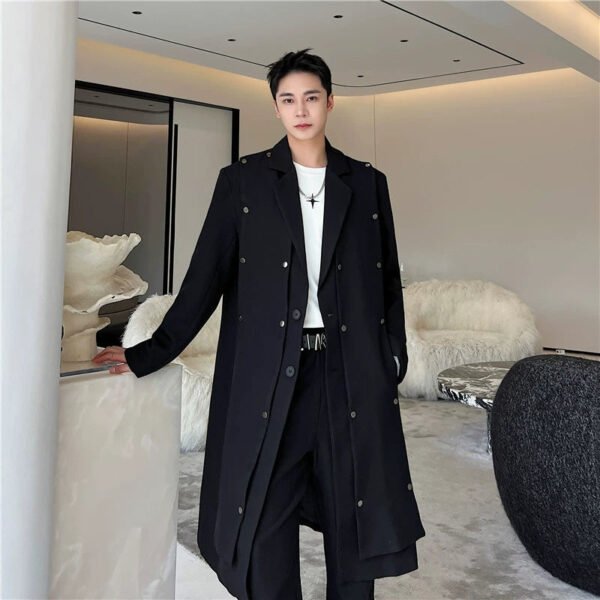 Autumn New Trendy Personalized Streetfashion Long Coat Detachable Style Casual Long Windbreaker