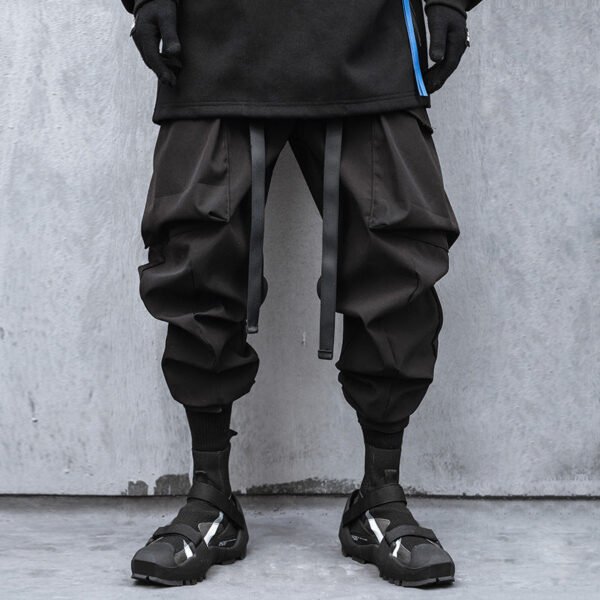 Spring New Functional Style Double Woven Belt Waist Buckle Loose Work Wear Leggings Casual Pants