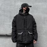 Dark Loose Thickened Hooded Cotton Trendy Functional Jacket Work Techwear Coat