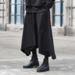 Design Loose Darkwear Style Wide-leg Culottes Casual Cropped Pants