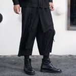 Spring New Original Design Darkwear Personality Japanese Wide-leg Casual Cropped Culottes Pants