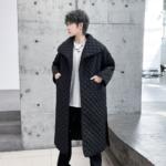 Winter Rhombus Plaid Loose Mid Length Knee Length Cotton Long Coat Trendy Warm Cotton Windbreaker Jacket