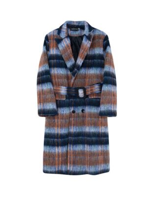 Autumn and Winter High End Niche Retro Long Coat Plaid Coat Knee Length Woolen Windbreaker-Windbreaker-Dawfashion-new