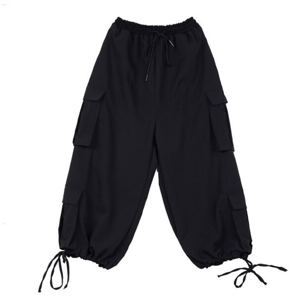 Dark Japanese Multi-bag Straight-leg Drawstring Casual Cargo Pants