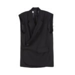 Dark Collection Sleeveless Suit Vest Straight Solid Color Top Shirts