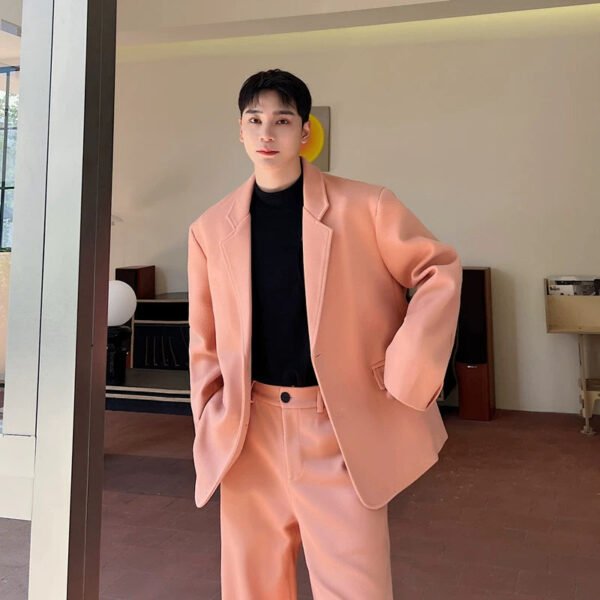 Street Style Nude Pink Jacket Woolen Blazer Trendy High End Suit Top