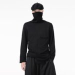 Spring Dark Style Design Sense Long Sleeve Puller Casual Black Turtleneck Shirts