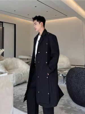 Autumn New Trendy Personalized Streetfashion Long Coat Detachable Style Casual Long Windbreaker