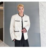 New Small Fragrance Cotton and Linen Woven Round Neck Jacket