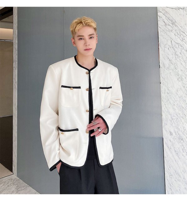 New Small Fragrance Cotton and Linen Woven Round Neck Jacket