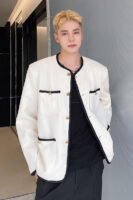 New Small Fragrance Cotton and Linen Woven Round Neck Jacket