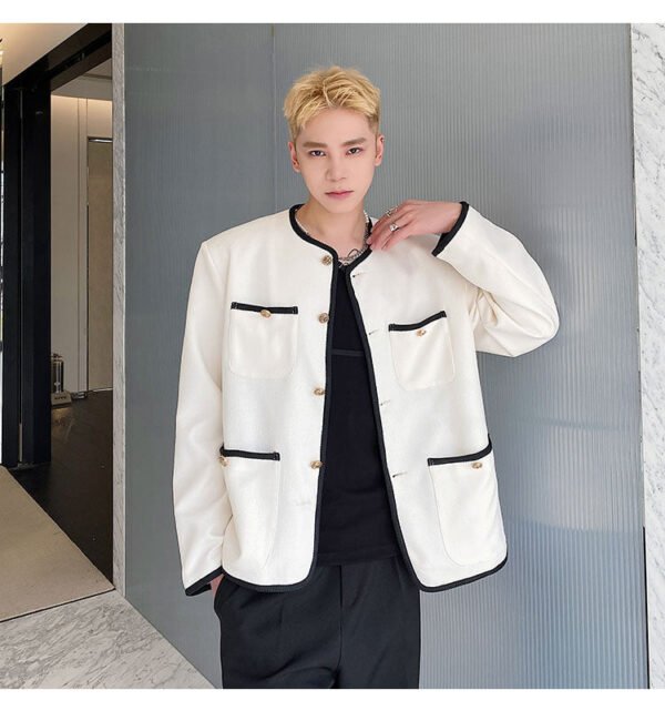 New Small Fragrance Cotton and Linen Woven Round Neck Jacket