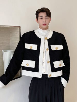 Ins Black and White Contrasting Suit Jacket