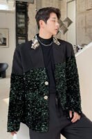 Heavy Craft Sequin Patchwork Suit Jackets