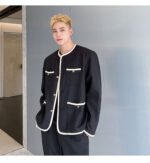 New Small Fragrance Cotton and Linen Woven Round Neck Jacket
