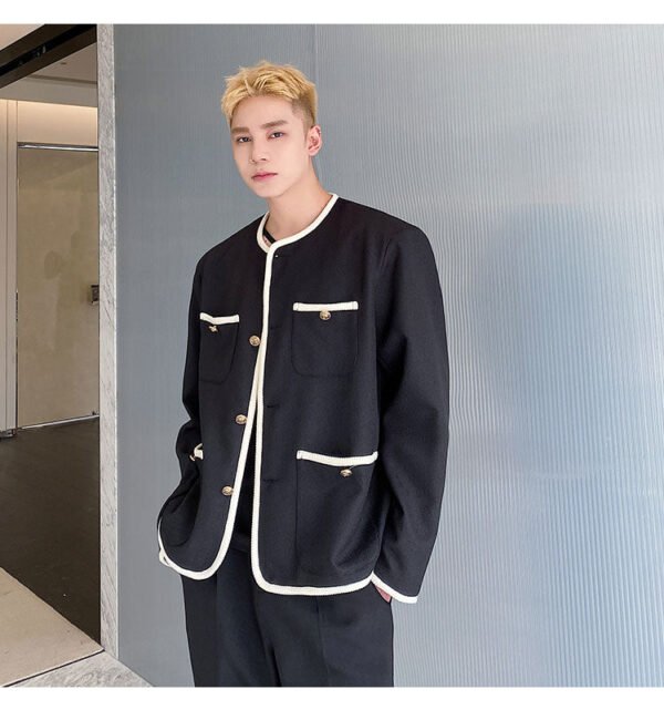 New Small Fragrance Cotton and Linen Woven Round Neck Jacket
