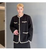 New Small Fragrance Cotton and Linen Woven Round Neck Jacket