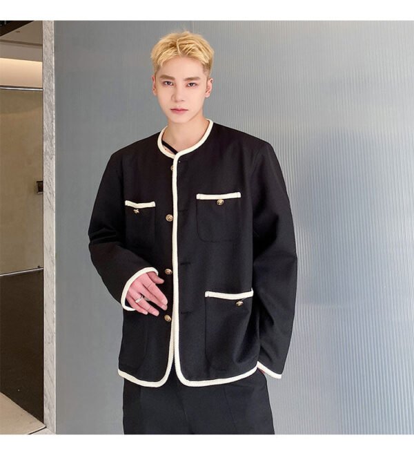 New Small Fragrance Cotton and Linen Woven Round Neck Jacket