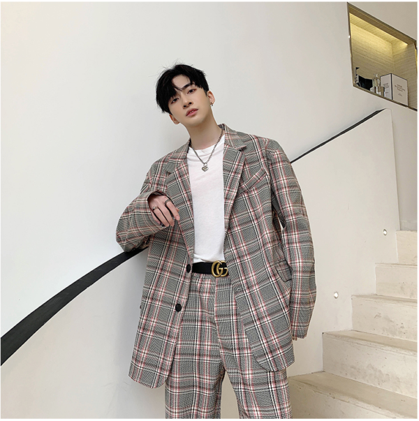 Retro Plaid Fashion Trend Suit